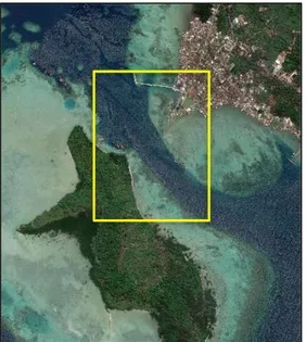 Gambar 2.1. Lokasi penelitian di sekitar pelabuhan  Karimunjawa dengan citra Google Earth