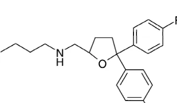 Fig. 1. Illustrates the structure of (N-Butyl-[5,5-bis-(4-ﬂuorophenyl)tetra-hydrofuran-2-yl]methylamine hydrochloride, LY393615).
