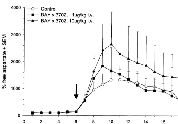 Fig. 3. Time-course of free extracellular glutamate before and after pMCA-O. Experiments were performed as described in Materials and methods