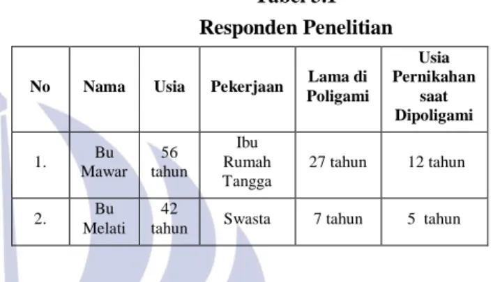 Tabel 3.1   Responden Penelitian 