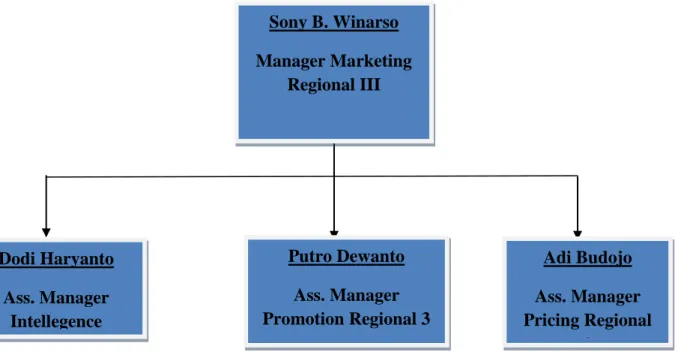 Gambar 1.7.  Struktur Organisasi PT.TELKOM  Divisi Marketing Regional III  Jawa  Barat 
