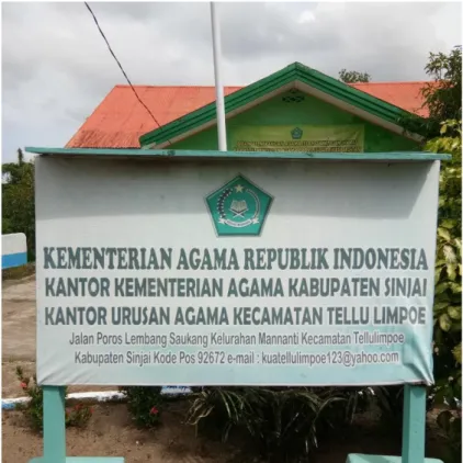 Gambar 6: Foto bangunan Kantor KUA Kecamatan Tellu Limpoe Kabupaten Sinjai   (tampak depan) 