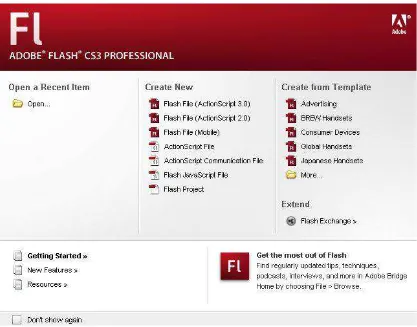 Gambar 2.1 Tampilan Start Page Adobe Flash CS 3 