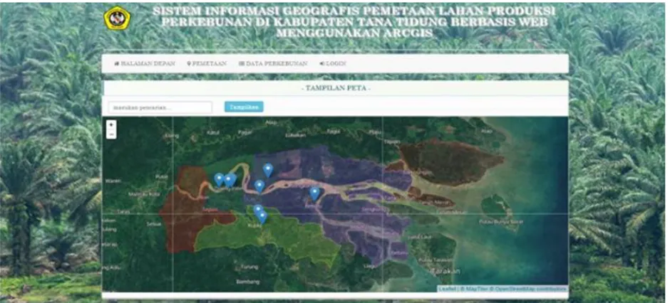 Gambar 5. Dasboard Pemetaan User  Dasboard Data Perkebunan User 