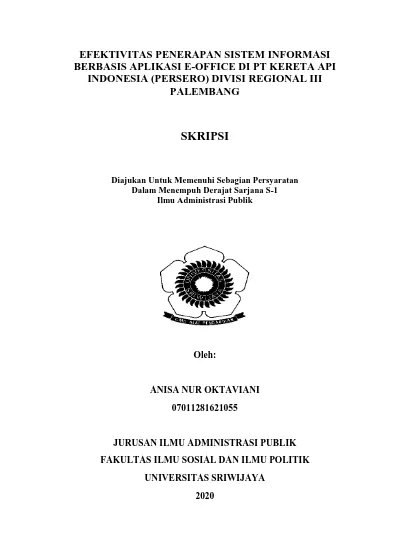 EFEKTIVITAS PENERAPAN SISTEM INFORMASI BERBASIS APLIKASI E-OFFICE DI PT ...