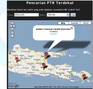 Gambar 8 Menu Pencarian PTN Terdekat 