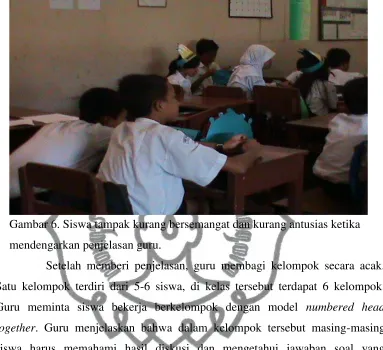 Gambar 6. Siswa tampak kurang bersemangat dan kurang antusias ketika 