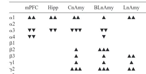 Table 1. A Summary of Differences in �A Receptor Subunit Messenger RNA Expression across-Aminobutyric AcidMultiple Brain Regions