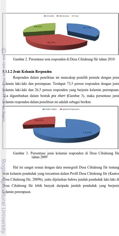 Gambar 2. Persentase usia responden di Desa Cihideung Ilir tahun 2010 