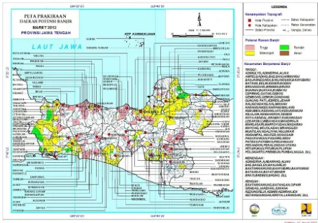 Gambar 1. Peta Potensi Banjir di Jawa Tengah (Sumber: http://iklim.bmg.go.id/banjir/) 