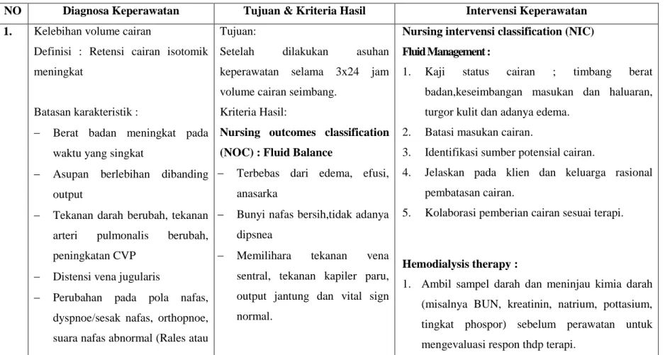 Tabel 2.3 Rencanan Asuhan Keperawatan 