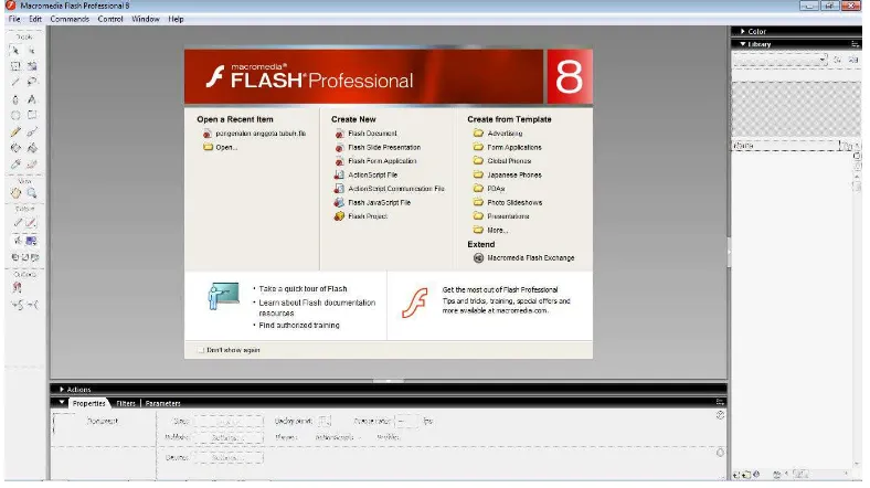 Gambar 2.1 Tampilan Awal Macromedia Flash 8 