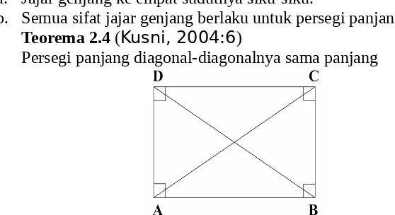 Gambar 2.14 Persegi panjang ABCD dengan diagonal  dan  
