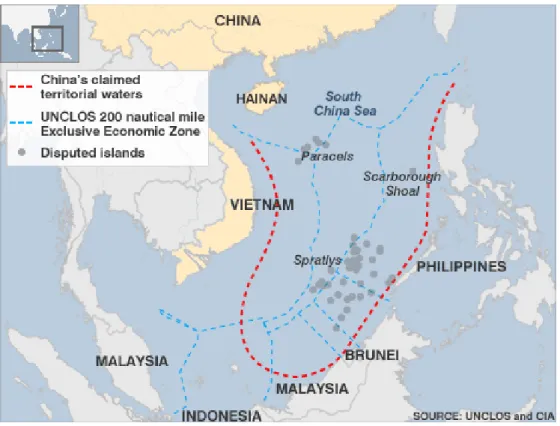 Gambar 1. Peta Sengketa Wilayah Laut di Laut Cina Selatan 