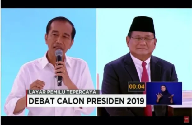 Gambar 1: Calon presiden Indonesia dalam  Pemilihan Presiden 2019. Kiri: Joko Widodo, yang 