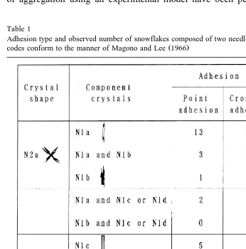 Table 1Adhesion type and observed number of snowflakes composed of two needle crystals