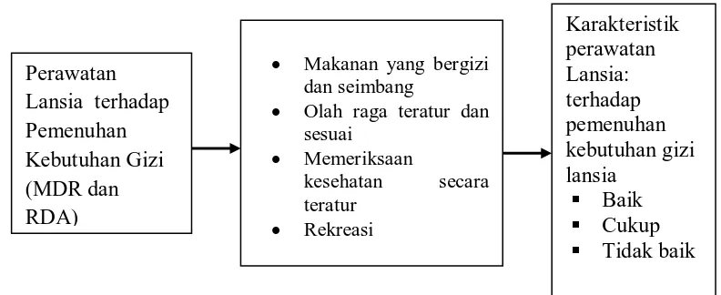 Gambar 1. Kerangka Konsep Perawatan Lansia Terhadap Pemenuhan Kebutuhan Gizi di Panti Werdha Tresna Abdi Dharma Asih Binjai