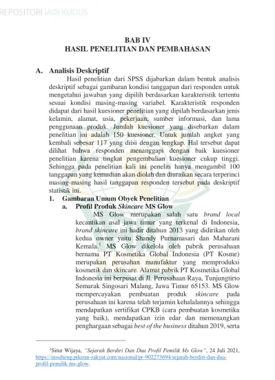 BAB IV HASIL PENELITIAN DAN PEMBAHASAN A. Analisis Deskriptif