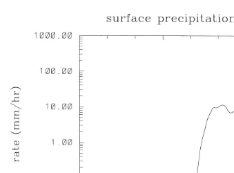 Fig. 6. As Fig. 3, but for the kinematic test mimicing development of stratiform precipitation at time ts8 h.
