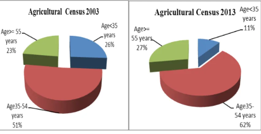 Grafik 1: Komposisi Tenaga Kerja Pertanian Berdasarkan Usia Periode 2003-2013