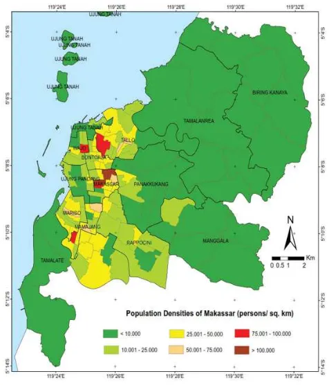 Figure 2. Population densities of Makassar City