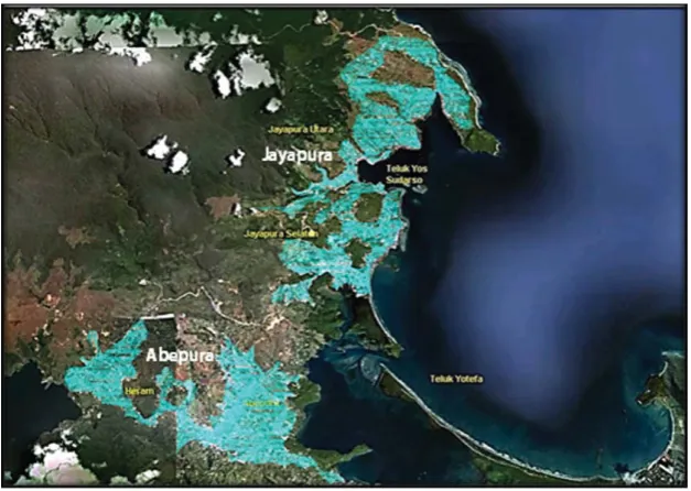 Figure 2.Source: Google Earth, 2013 (Data analysis)   The urban areas of Jayapura City