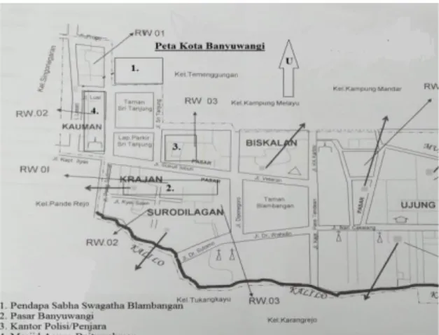 Gambar 4.9 Peta Tata Ruang Kota Banyuwangi  Sumber: Yayasan Masjid Agung Baiturahman 