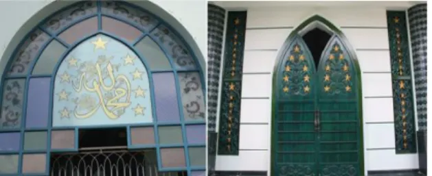 Gambar 4.17 Kaca Grafir Warna Hollow dan  Pintu Krawang Masjid Agung Baiturrahman 