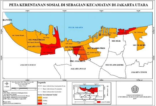 Gambar  5 Peta Kerentanan Sosial Sebagian Kecamatan, Kota Jakarta Utara