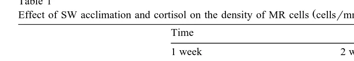 Table 1Effect of SW acclimation and cortisol on the density of MR cells cells