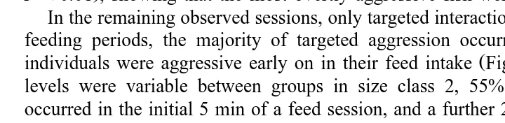 Fig. 1. Aggressive acts recorded during feeding periods over 5 days in size class 1 halibut mean weight 45 g .Ž.All aggression was targeted.