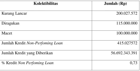 Tabel 2.5  Rincian Kredit Non Performing Loan pada 