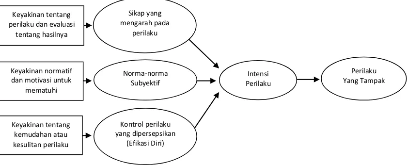 Gambar 1.  The Theory of Planned Behavior (Ajzen & Fishbein dalam Baron & Byrne, 2004)  