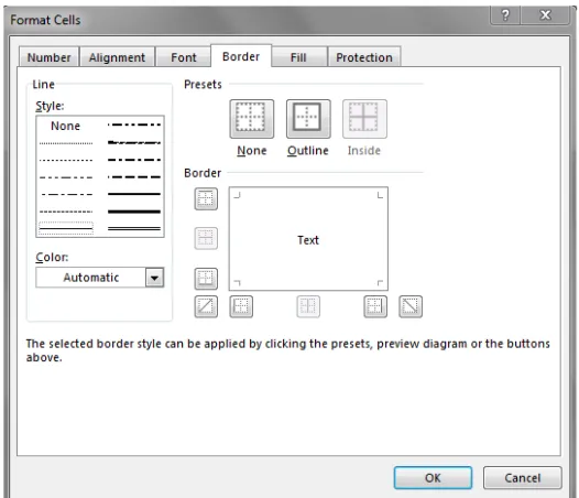 Gambar 2.4 Kotak Dialog Format Cells Tab Border 