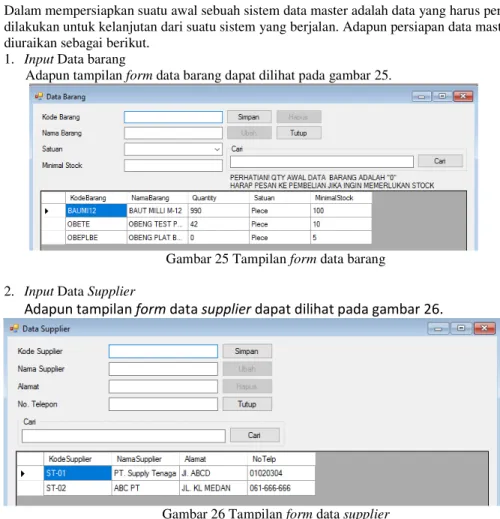 Gambar 26 Tampilan form data supplier 