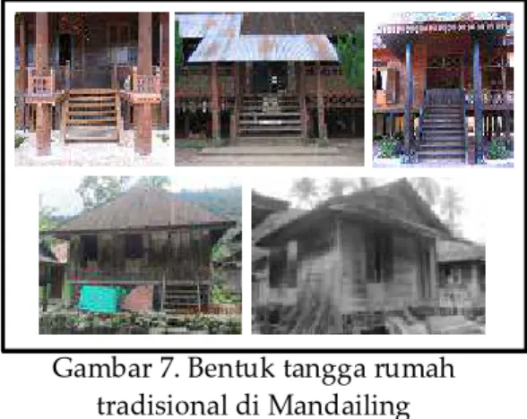 Gambar 7. Bentuk tangga rumah  tradisional di Mandailing   (Sumber : Dokumentasi Penulis, 2013) 