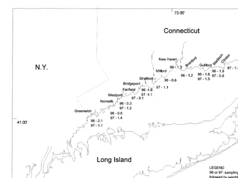 Fig. 1. P. marinus sampling locations along the Connecticut coast.
