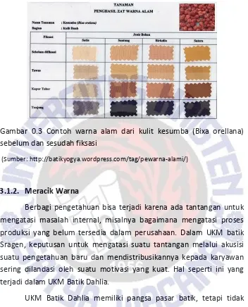 Gambar 0.3 Contoh warna alam dari kulit kesumba (Bixa orellana) 