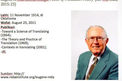 Gambar 2. Bapak Penerjemahan, Eugene A Nida 