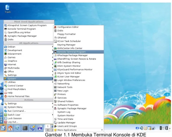 Gambar 1.1 Membuka Terminal Konsole di KDE