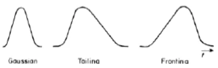 Gambar 1.3. Bentuk puncak kromatogram. (Kazakevich and Lobrutto. 2007). 