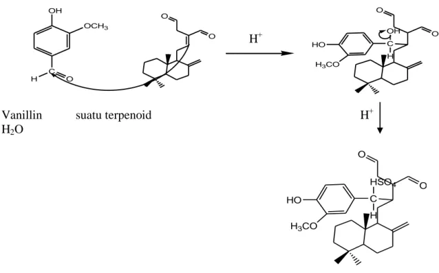 Gambar 16 Reaksi antara terpenoid dengan Vanilin sulfat-H 2 SO 4 