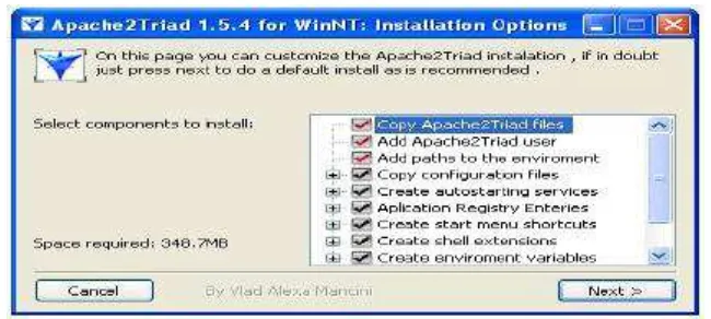 Gambar 5.1 Instalasi Apache2triad