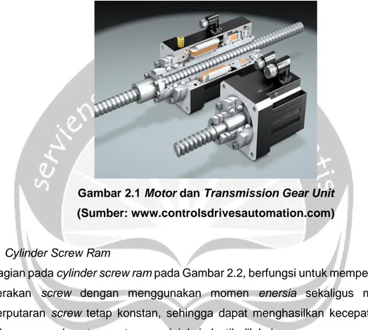 Gambar 2.1 Motor dan Transmission Gear Unit  (Sumber: www.controlsdrivesautomation.com) 