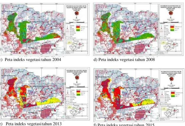 Gambar 6. Peta indeks vegetasi tahun 1996- 2015 di KPHP Unit XIV  Tanjung Jabung Timur