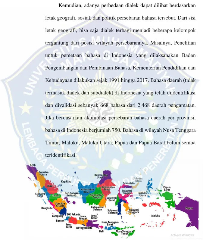 Gambar 1.1 Peta Persebaran Dialek Indonesia 