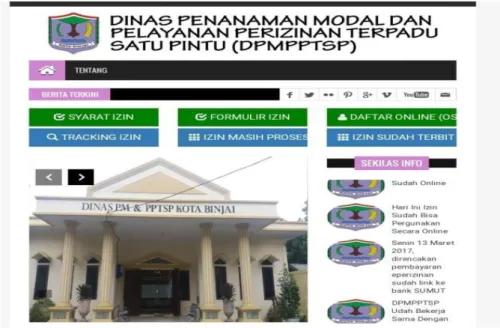 Gambar 4.5 Website DPMPPTSP Kota Binjai 