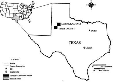 Fig. 1. Location of Lubbock and Terry Counties in Texas, USA.