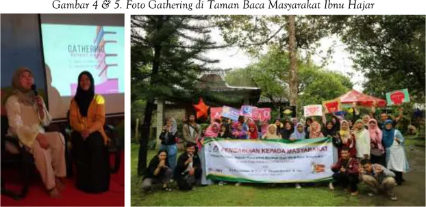 Gambar 4 &amp; 5. Foto Gathering di Taman Baca Masyarakat Ibnu Hajar 