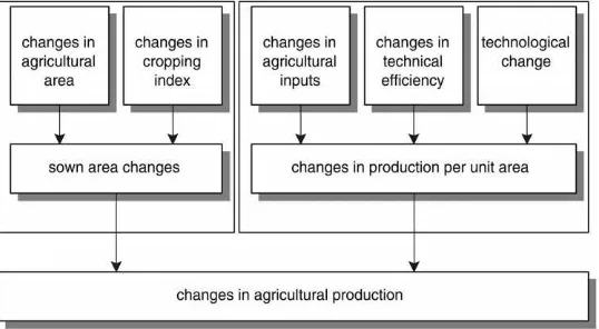Fig. 1. Land use change components that determine changes in grain production.